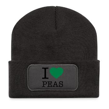 I LOVE PEAS Erbsen - Recycelte Patch Beanie - Dunkelgrau - Vorne