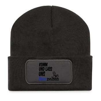 Bierzelt,Bier,Sprüche,Geschenk - Recycelte Patch Beanie - Dunkelgrau - Vorne
