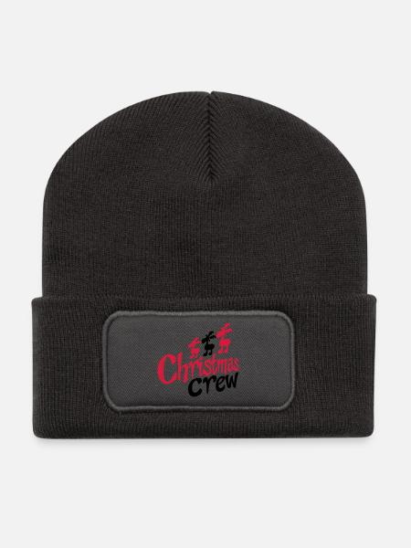 Funny moose for Christmas - Recycled Patch Beanie - dark grey