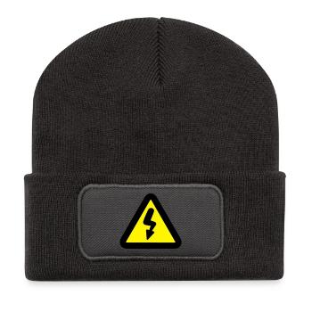 électricité panneau de signalisation - Beanie recyclé à patch - charbon - Devant