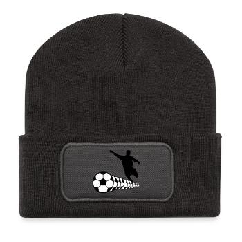 Fußballer Fußball Soccer Player 2c - Recycelte Patch Beanie - Dunkelgrau - Vorne