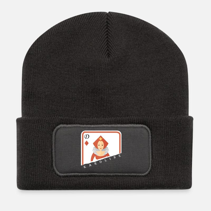 Karoline dame jeu de cartes! - Beanie recyclé à patch - charbon
