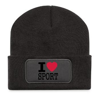 I love sports - Recycled Patch Beanie - dark grey - Front