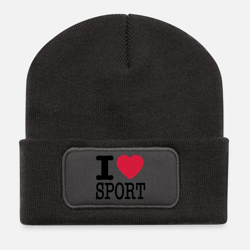 Ich liebe Sport - Recycelte Patch Beanie - Dunkelgrau