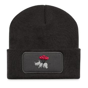 Fliegendes Nashorn - Recycelte Patch Beanie - Dunkelgrau - Vorne