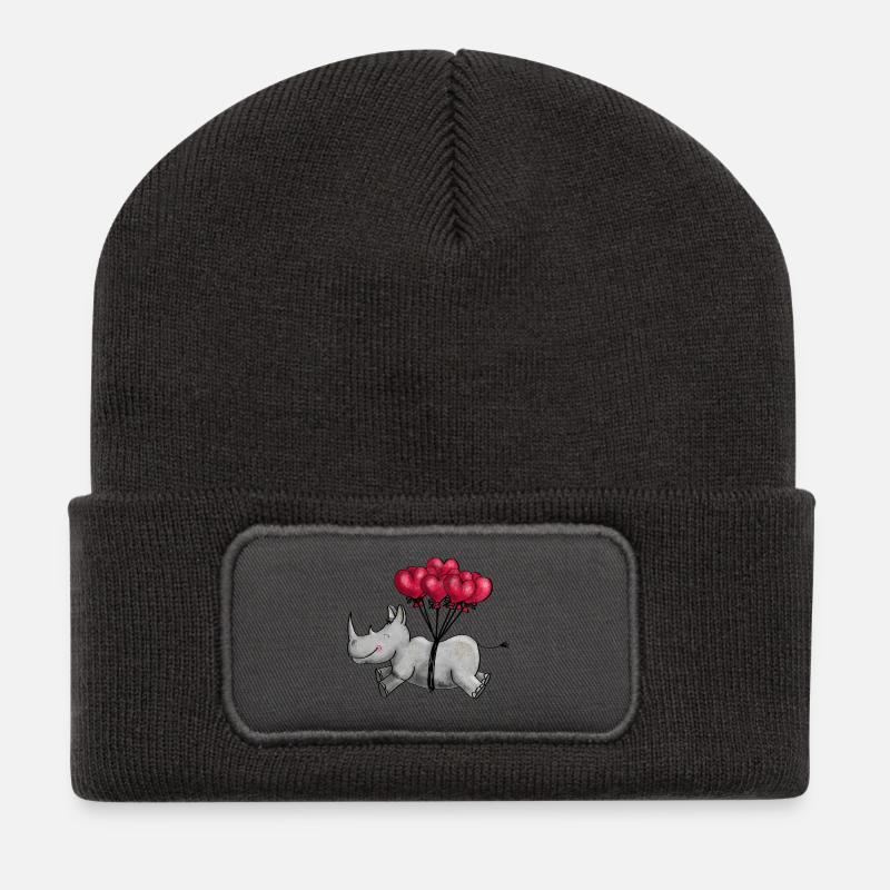 Fliegendes Nashorn - Recycelte Patch Beanie - Dunkelgrau