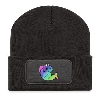 Lamantin coloré - lamantins - morse - lion de mer - bande dessinée - Beanie recyclé à patch - charbon - Devant