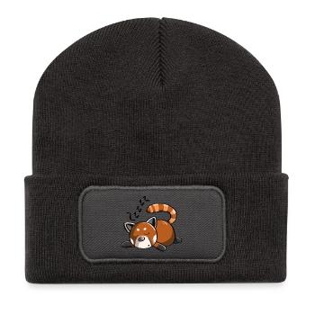 Snoring red panda panda bear is sleeping - Recycled Patch Beanie - dark grey - Front