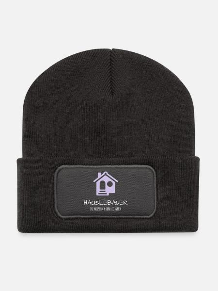 Häuslebauer Haus Bauherr Geschenk Idee - Recycelte Patch Beanie - Dunkelgrau