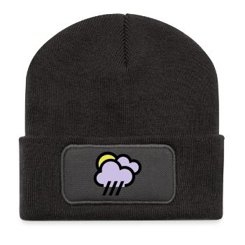 Temps pluvieux, mauvais temps, icône de refroidissement - Beanie recyclé à patch - charbon - Devant