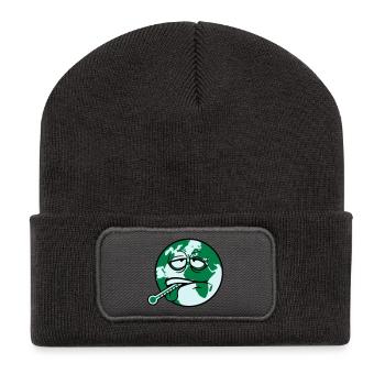 erde krank virus bakterien thermometer menschheit - Recycelte Patch Beanie - Dunkelgrau - Vorne