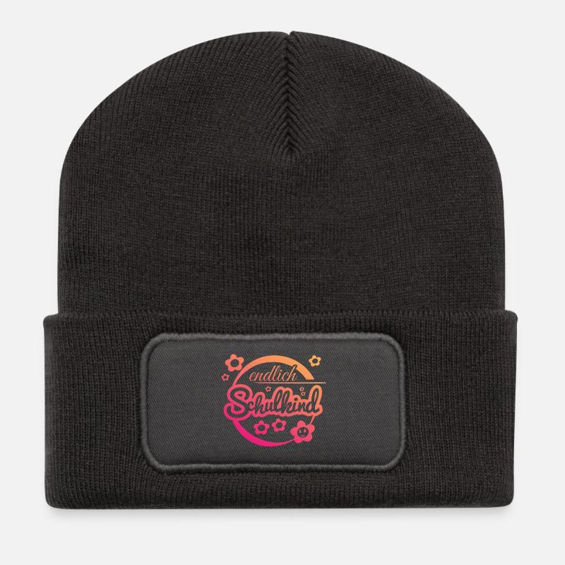 Endlich Schulkind - Recycelte Patch Beanie - Dunkelgrau