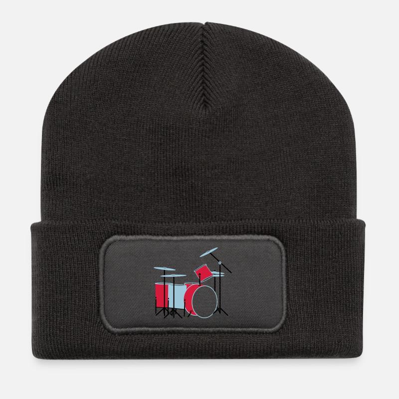 coloured_drums - Recycelte Patch Beanie - Dunkelgrau