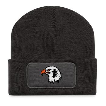 Adlerkopf Adler Zeichnung Cartoon-Gesicht 702 - Recycelte Patch Beanie - Dunkelgrau - Vorne