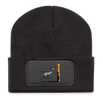 Lustig Emu Strauss rennen witzig comic Cool - Recycelte Patch Beanie - Dunkelgrau - Vorne