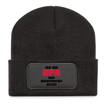 Ich bin Opa - Großvater Sprüche Geschenk Enkel Opi - Recycelte Patch Beanie - Dunkelgrau - Vorne