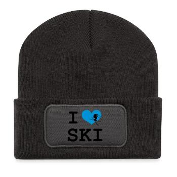 I Love Ski - Recycelte Patch Beanie - Dunkelgrau - Vorne