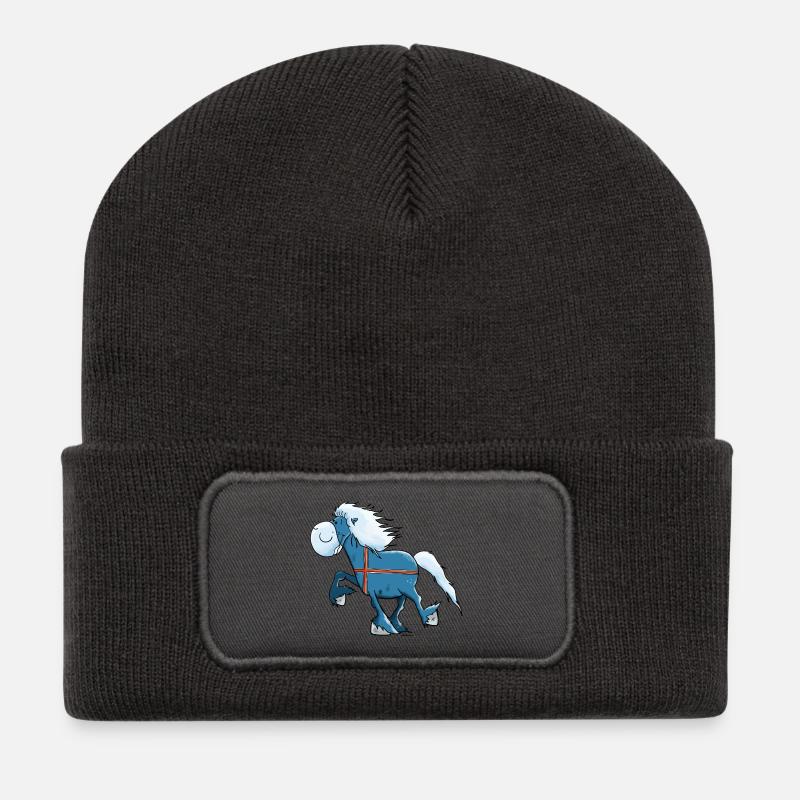 Isländer mit Flagge - Recycelte Patch Beanie - Dunkelgrau