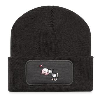 Horse Kiss - Recycled Patch Beanie - dark grey - Front