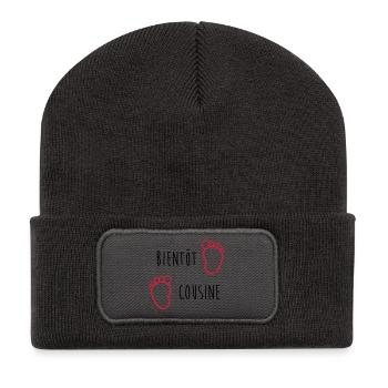 Onkel / Tante / Vetter / Cousin / Kusine - Recycelte Patch Beanie - Dunkelgrau - Vorne