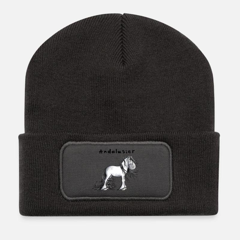 Knuffiger Andalusier - Recycelte Patch Beanie - Dunkelgrau