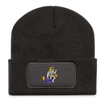 Dino Astronaut avec magnétophone à cassettes - Beanie recyclé à patch - charbon - Devant