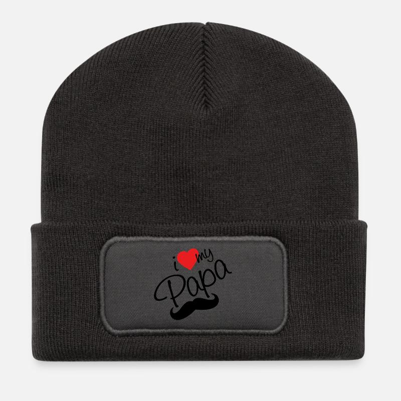 I Love my Papa - Recycelte Patch Beanie - Dunkelgrau