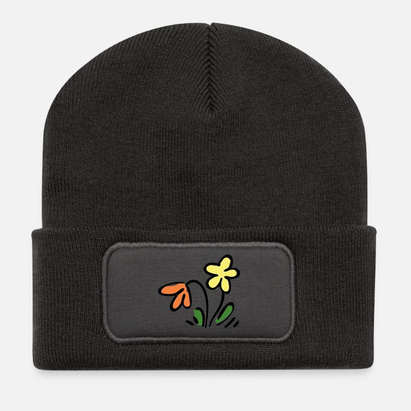 Blumen - Recycelte Patch Beanie - Dunkelgrau