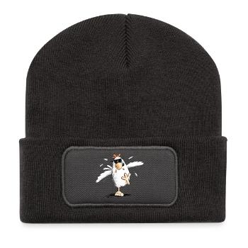 Cooles Rennendes Huhn Mit Sonnenbrille - Recycelte Patch Beanie - Dunkelgrau - Vorne