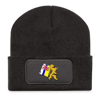 Löwe mit Flagge Limburg die Limburger Flagge - Recycelte Patch Beanie - Dunkelgrau - Vorne