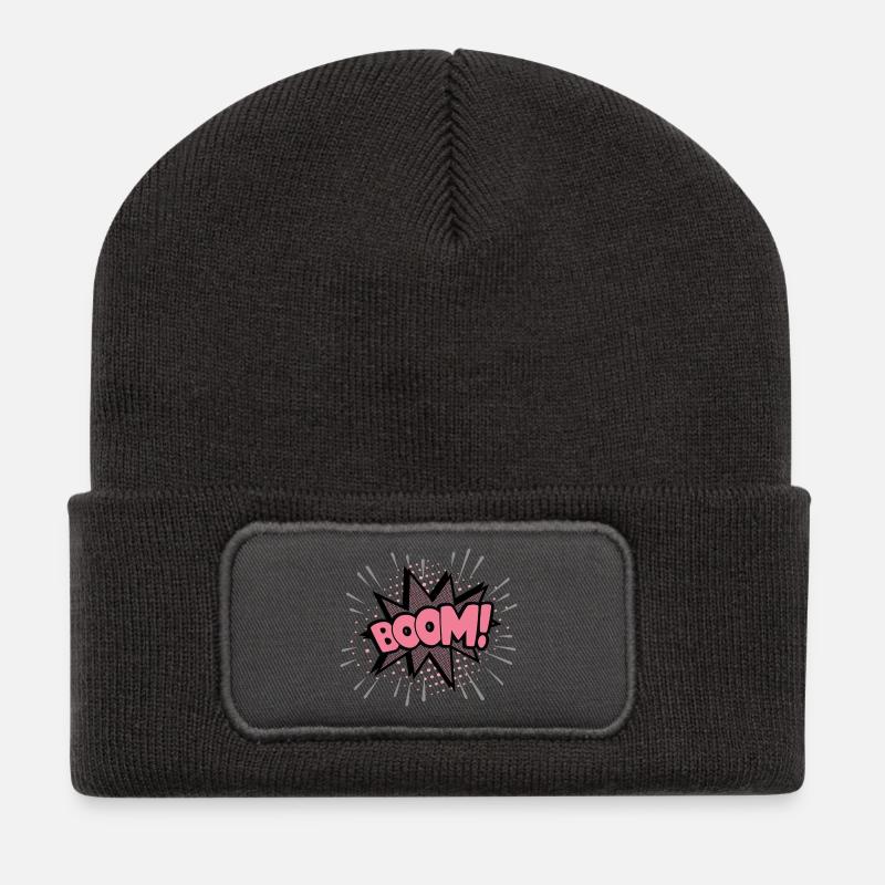 Boom rosa - Recycelte Patch Beanie - Dunkelgrau