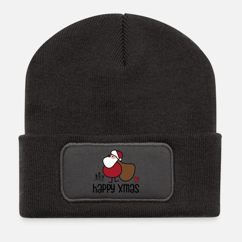 Schlichter Weihnachts-Santa mit Sack - Recycelte Patch Beanie - Dunkelgrau