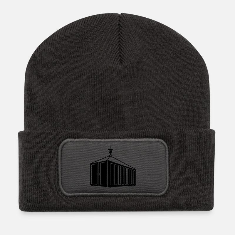Sea container on hook crane logo - Recycled Patch Beanie - dark grey