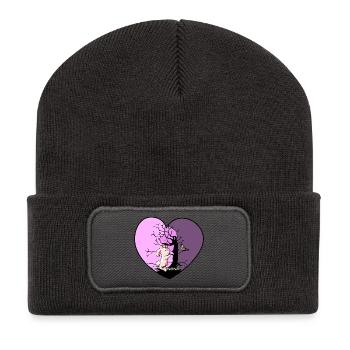 Heart Rabbit Fantasy Bird Kids Toddler Baby - Recycled Patch Beanie - dark grey - Front