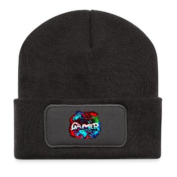 Gamer - gaming & jeux vidéos - Beanie recyclé à patch - charbon - Devant