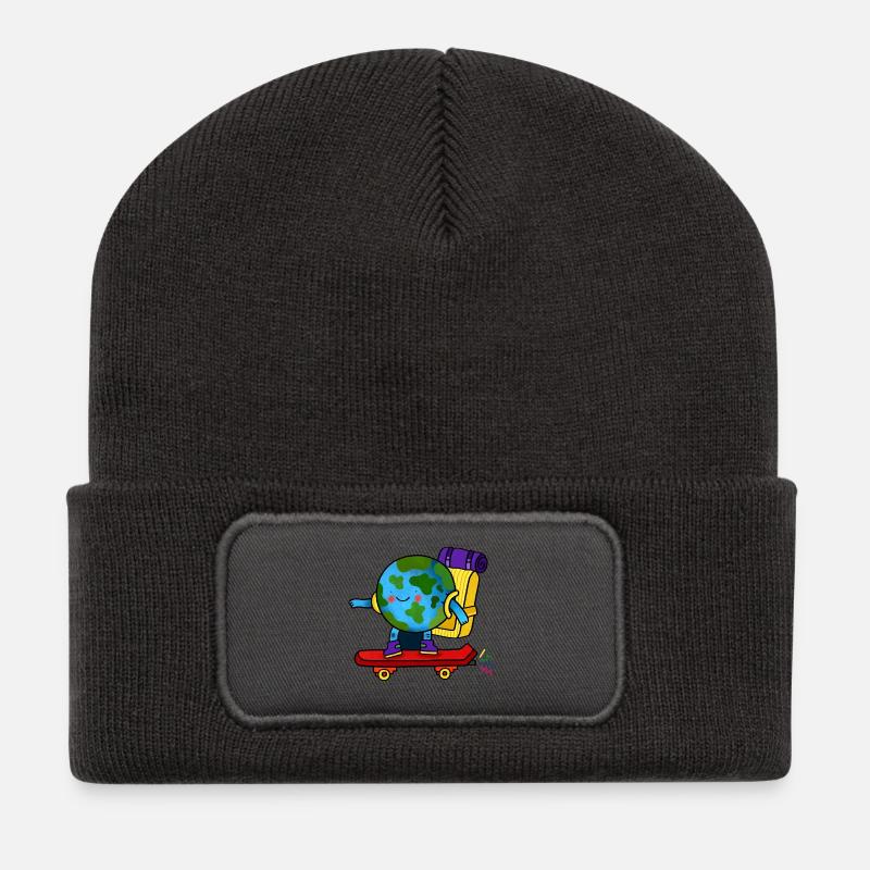 Skater Earth Rucksack - Recycelte Patch Beanie - Dunkelgrau
