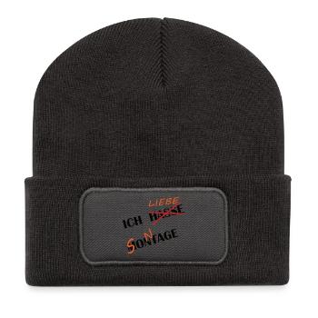 ICH HASSE MONTAGE UND LIEBE SONNTAGE - Recycelte Patch Beanie - Dunkelgrau - Vorne