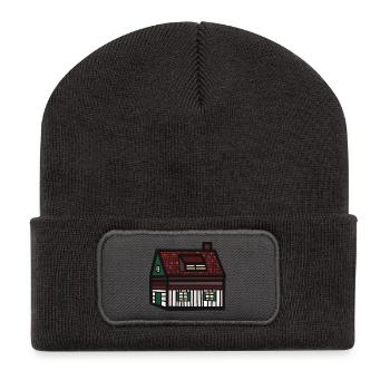 Tyrolean House Hut Cottage Building Real Estate - Recycled Patch Beanie - dark grey - Front