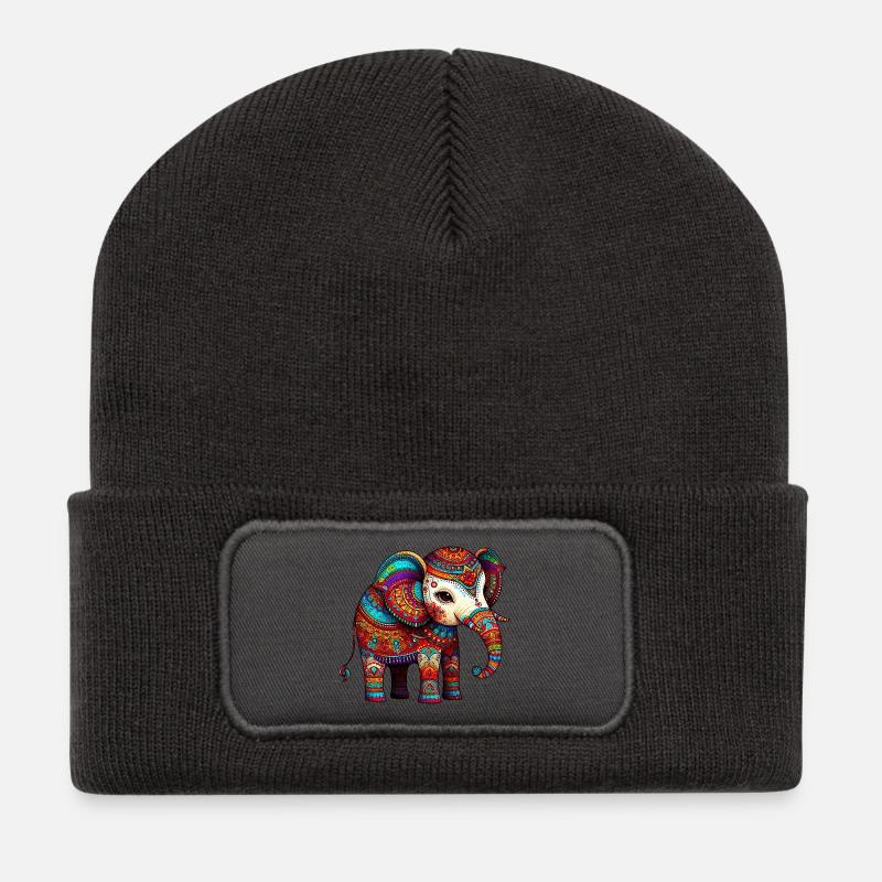 Elefant - Recycelte Patch Beanie - Dunkelgrau