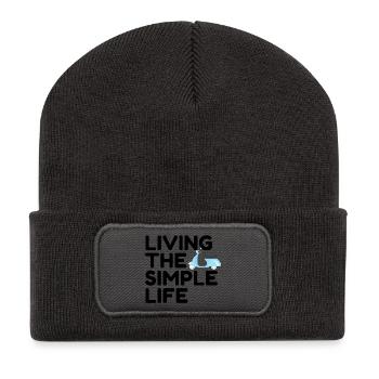 Living the simple life - Recycelte Patch Beanie - Dunkelgrau - Vorne