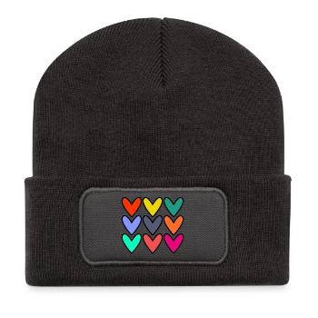 HEART. HEARTS. VALENTINE'S DAY. LOVE. LOVE. COUPLE. - Recycled Patch Beanie - dark grey - Front