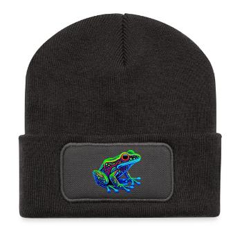 Grenouille - Beanie recyclé à patch - charbon - Devant