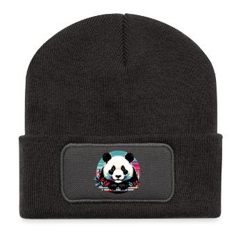 Panda - Recycelte Patch Beanie - Dunkelgrau - Vorne