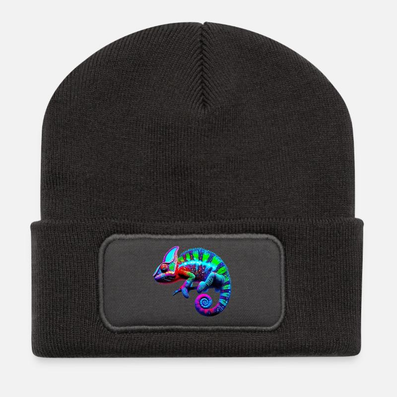 Chamäleon - Recycelte Patch Beanie - Dunkelgrau