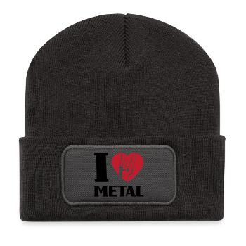 J’adore le métal - Beanie recyclé à patch - charbon - Devant