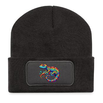 Gecko - Recycelte Patch Beanie - Dunkelgrau - Vorne