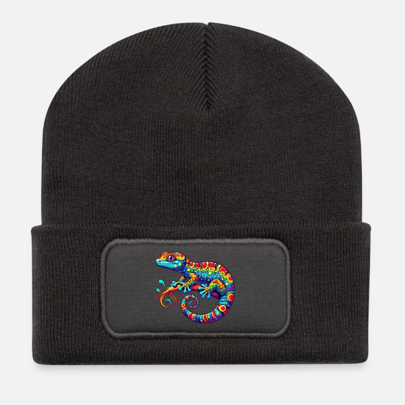 Gecko - Recycelte Patch Beanie - Dunkelgrau