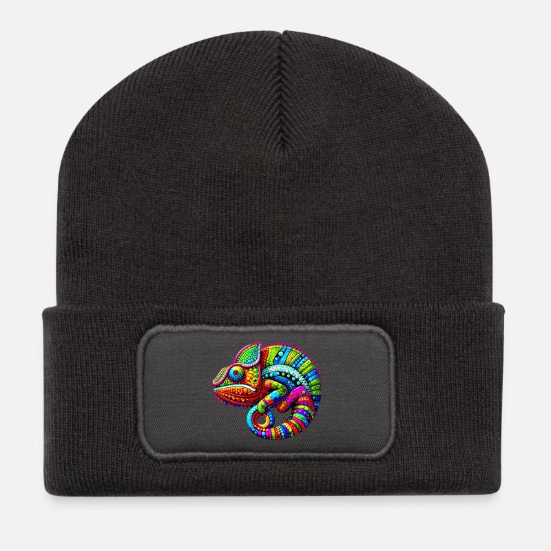 Chamäleon - Recycelte Patch Beanie - Dunkelgrau