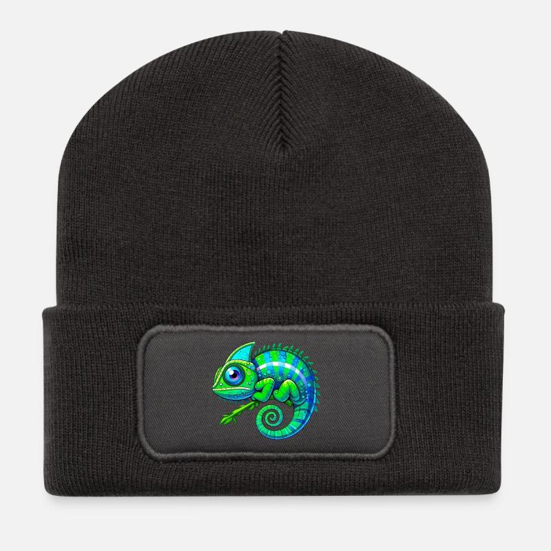 Chamäleon - Recycelte Patch Beanie - Dunkelgrau