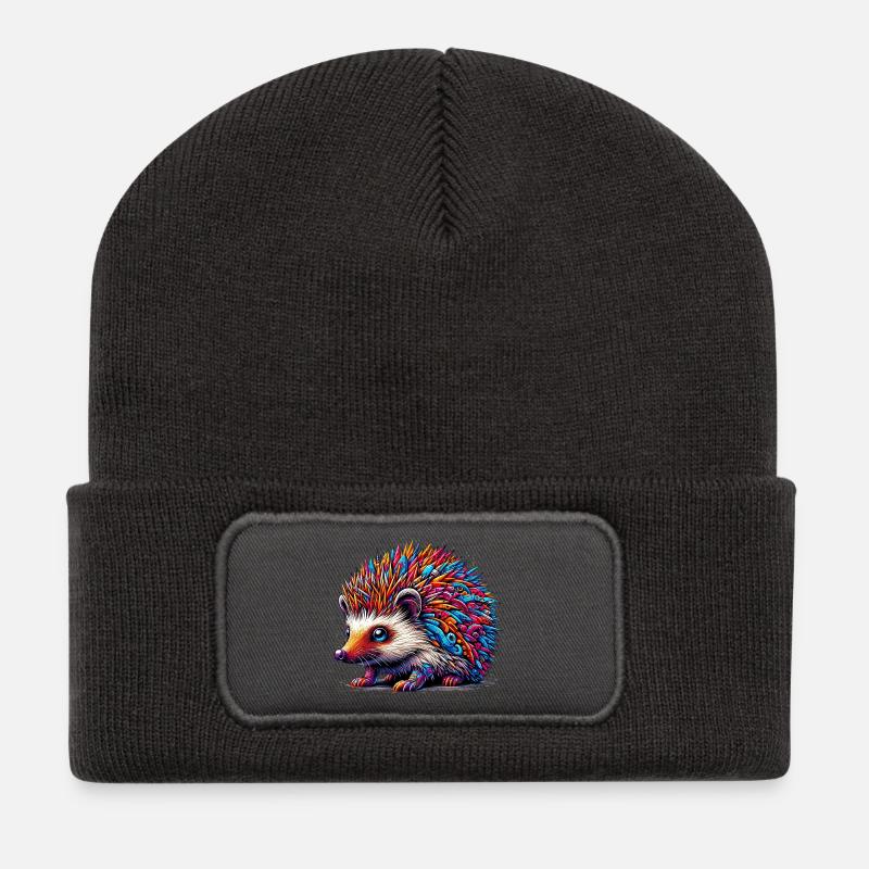 Hérisson - Beanie recyclé à patch - charbon